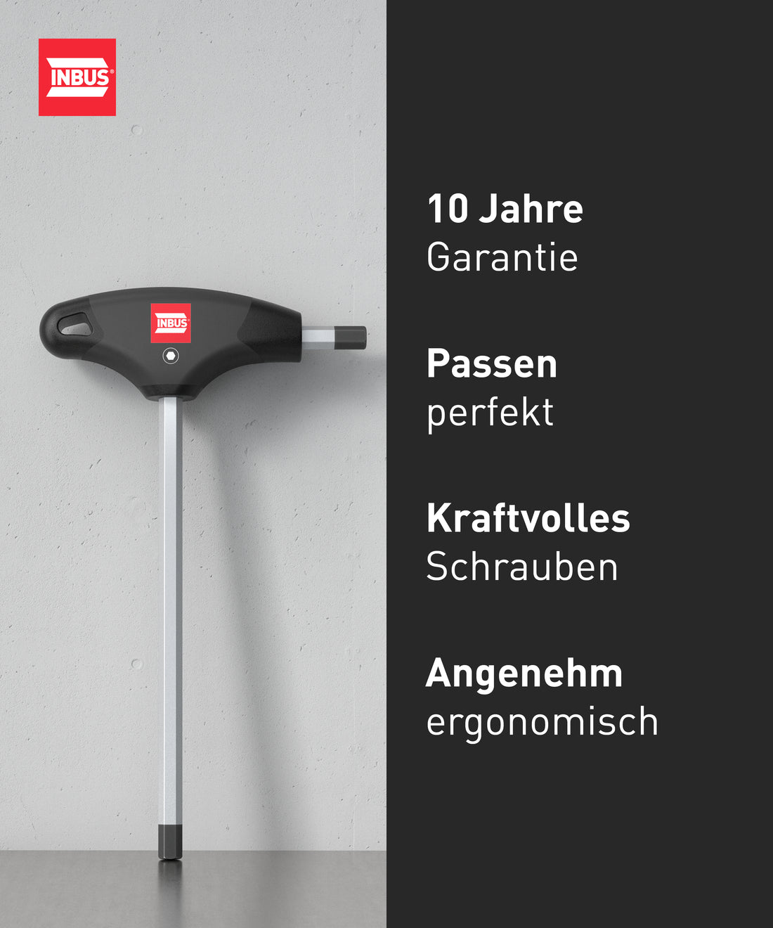 INBUS® 70129 T-Griff Schraubendreher Set 8tlg, 2–10mm, mit HybridTouch — Made in Germany