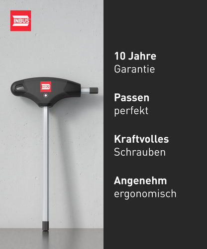 INBUS® 70129 T-Griff Schraubendreher Set 8tlg, 2–10mm, mit HybridTouch — Made in Germany