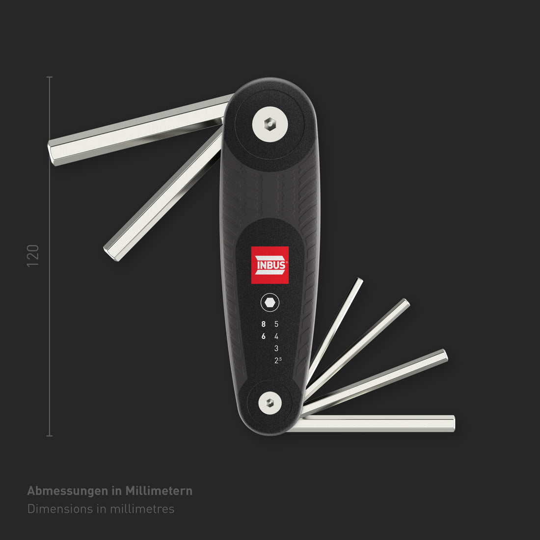 INBUS® 70136 Klapphalter 6tlg, 2.5–8mm, mit HybridTouch — Made in Germany
