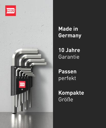 INBUS® 70150 Winkelschraubendreher Set 9tlg, 1.5–10mm — Made in Germany