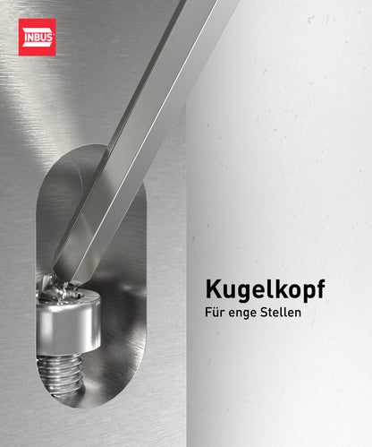 INBUS® 70167 Winkelschraubendreher Set 9tlg, 1.5–10mm, mit Kugelkopf — Made in Germany