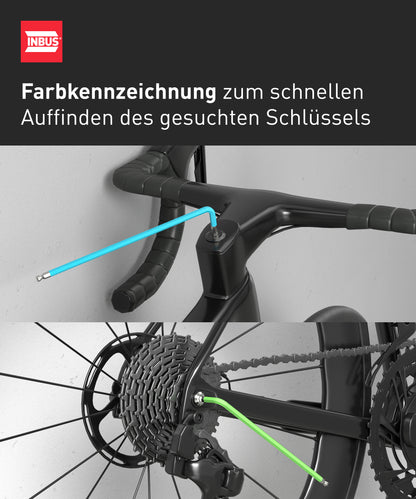 INBUS® 70273 Winkelschraubendreher Set 9tlg, 1.5–10mm, mit ColorGrip bunt & Kugelkopf — Made in Germany