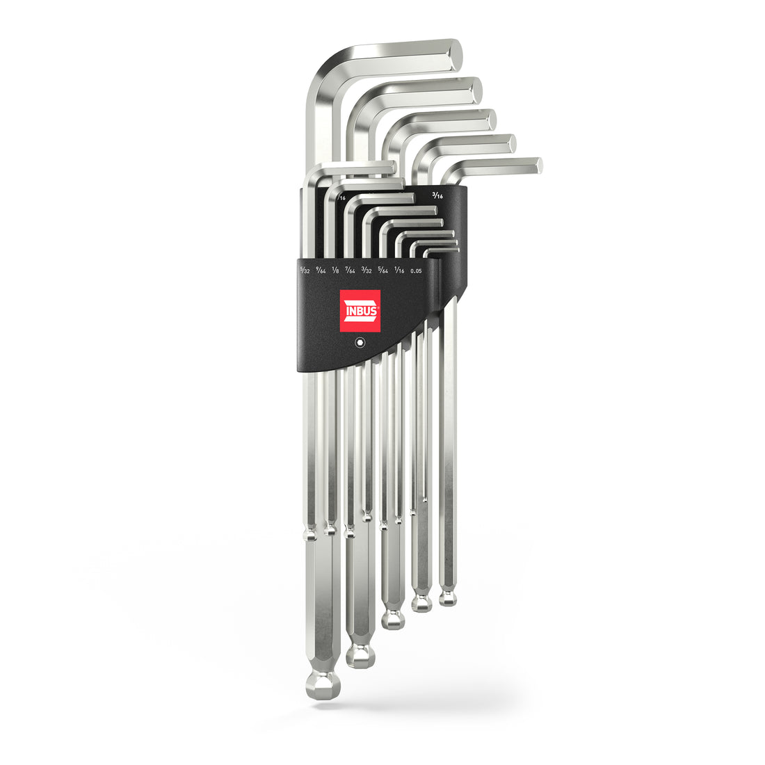 INBUS® 70426 Winkelschraubendreher Set (Zoll) 13tlg, 0.05–3/8", mit Kugelkopf — Made in Germany