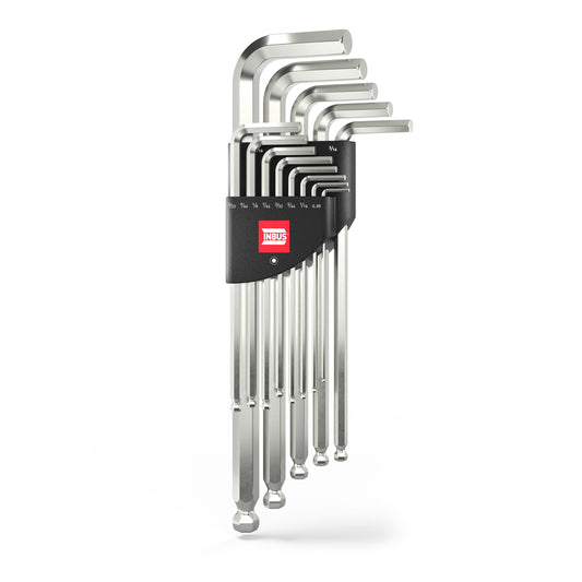 INBUS® 70426 Winkelschraubendreher Set (Zoll) 13tlg, 0.05–3/8", mit Kugelkopf — Made in Germany