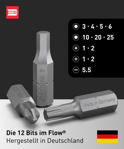 INBUS® Flow 73424 Schraubendreher inkl. 12 Bits — Made in Germany