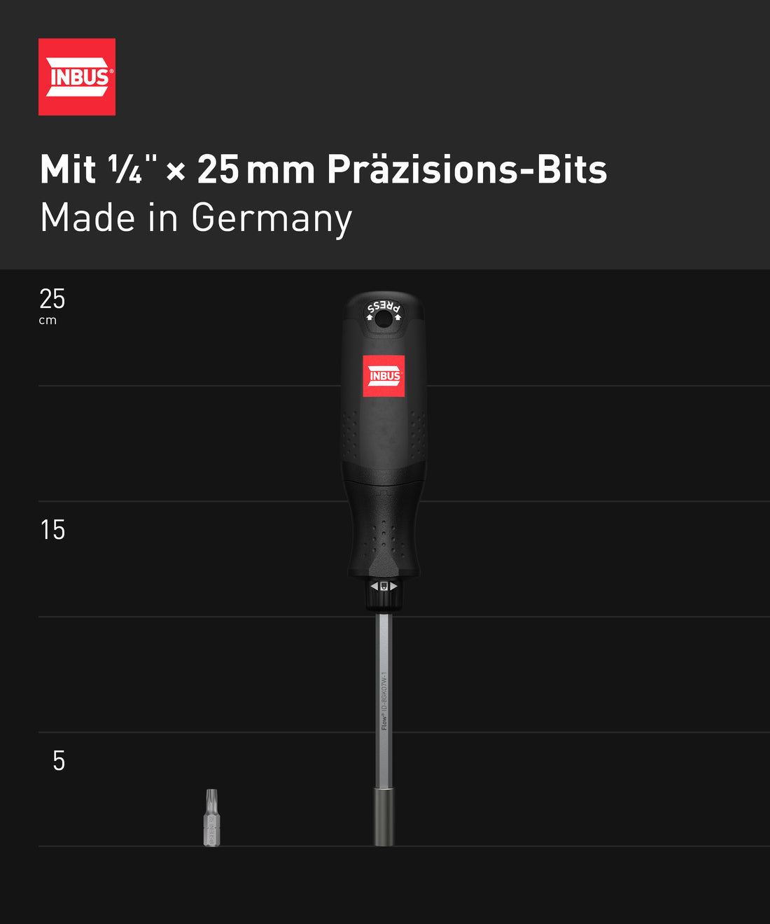 INBUS® Flow 73424 Schraubendreher inkl. 12 Bits — Made in Germany
