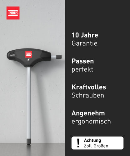 INBUS® 73809 T-Griff Schraubendreher Set (Zoll) 10tlg, 3/32–3/8", mit HybridTouch — Made in Germany