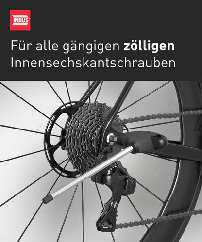 INBUS® 73809 T-Griff Schraubendreher Set (Zoll) 10tlg, 3/32–3/8", mit HybridTouch — Made in Germany