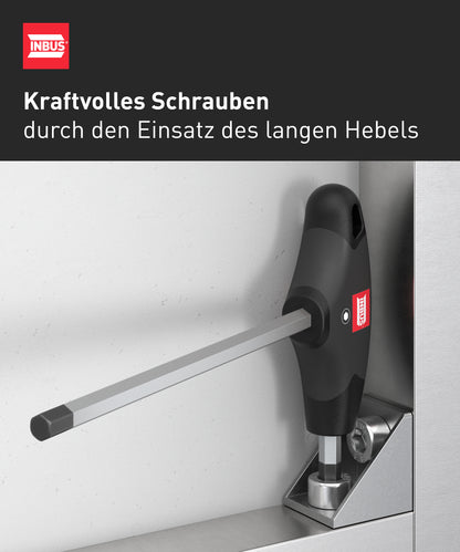 INBUS® 73809 T-Griff Schraubendreher Set (Zoll) 10tlg, 3/32–3/8", mit HybridTouch — Made in Germany