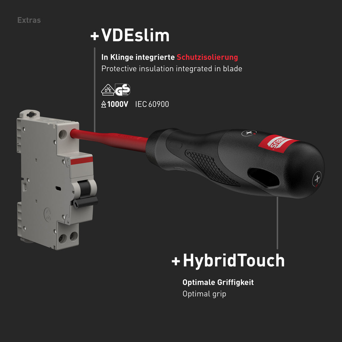 INBUS® 73868 VDE Schraubendreher Set 6tlg, SL2.5–5.5 & PH1–2, mit HybridTouch & VDEslim
