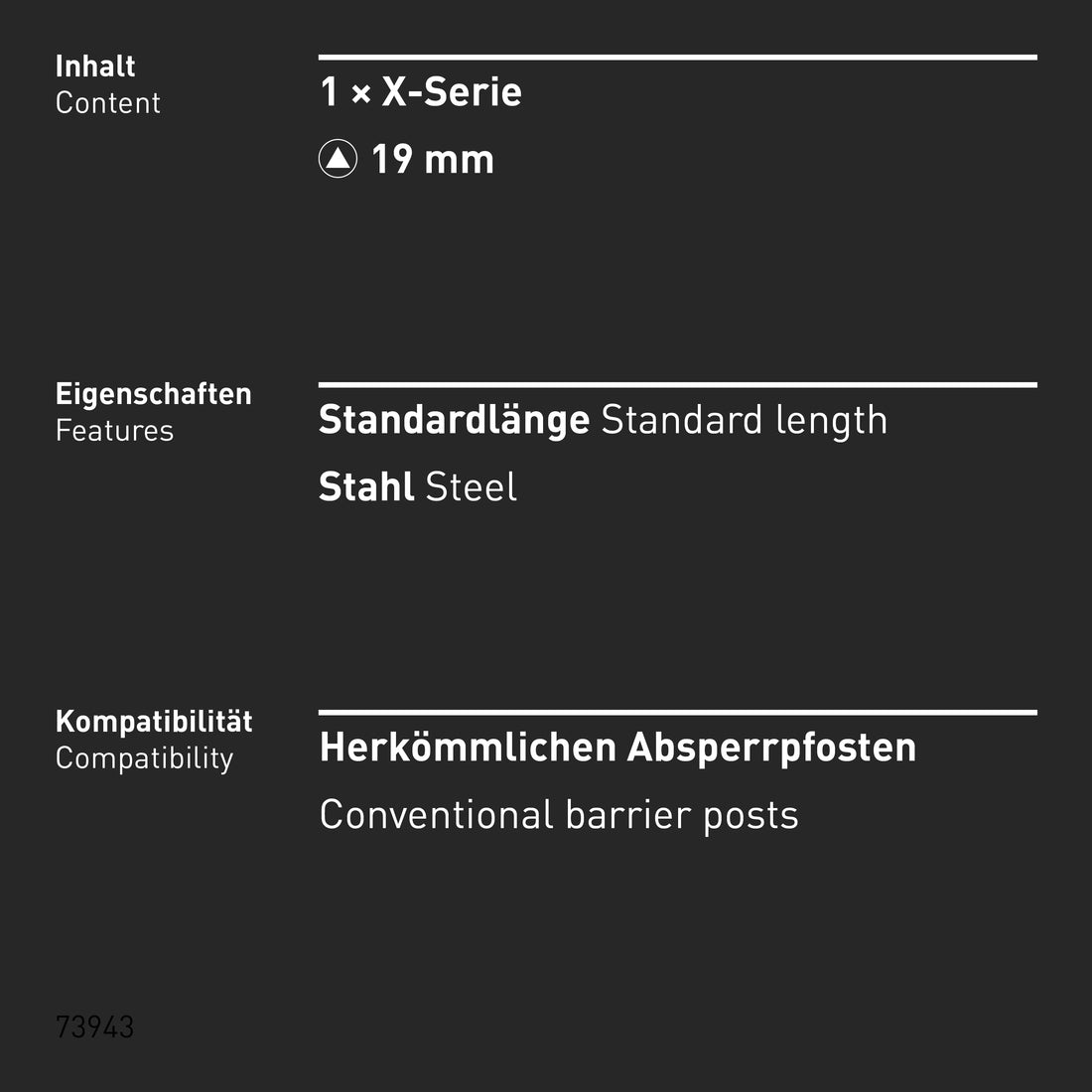 INBUS® 73943 Dreikantschlüssel 19mm — Made in Germany
