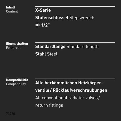 INBUS® 73950 Universal Stufenschlüssel für Sanitär & Heizung, 5-stufig (1/2" Antrieb)