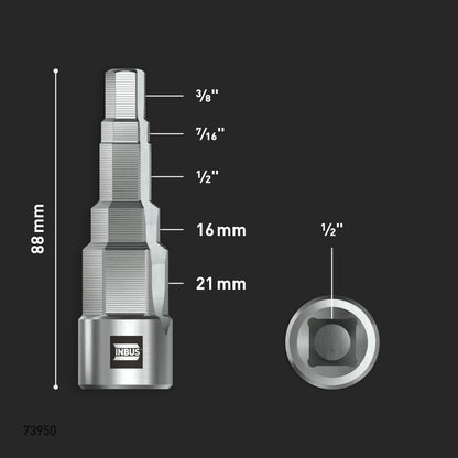 INBUS® 73950 Universal Stufenschlüssel für Sanitär & Heizung, 5-stufig (1/2" Antrieb)