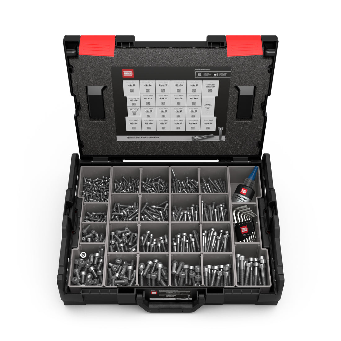 INBUS® Zylinderkopfschrauben Sortiment in L-BOXX (DIN 912 / ISO 4762, Edelstahl A2), 1462 Stück — Das Original (7400102-IN)