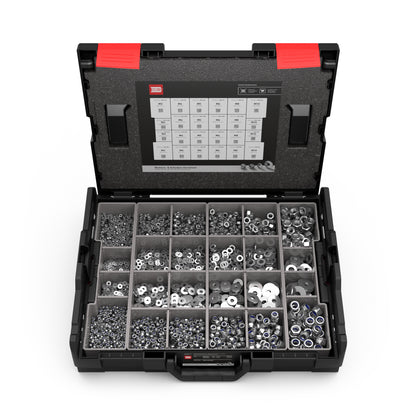 INBUS® Muttern und Unterlegscheiben Sortiment in L-BOXX (Edelstahl A2), 6590 Stück — Das Original (7400104-IN)