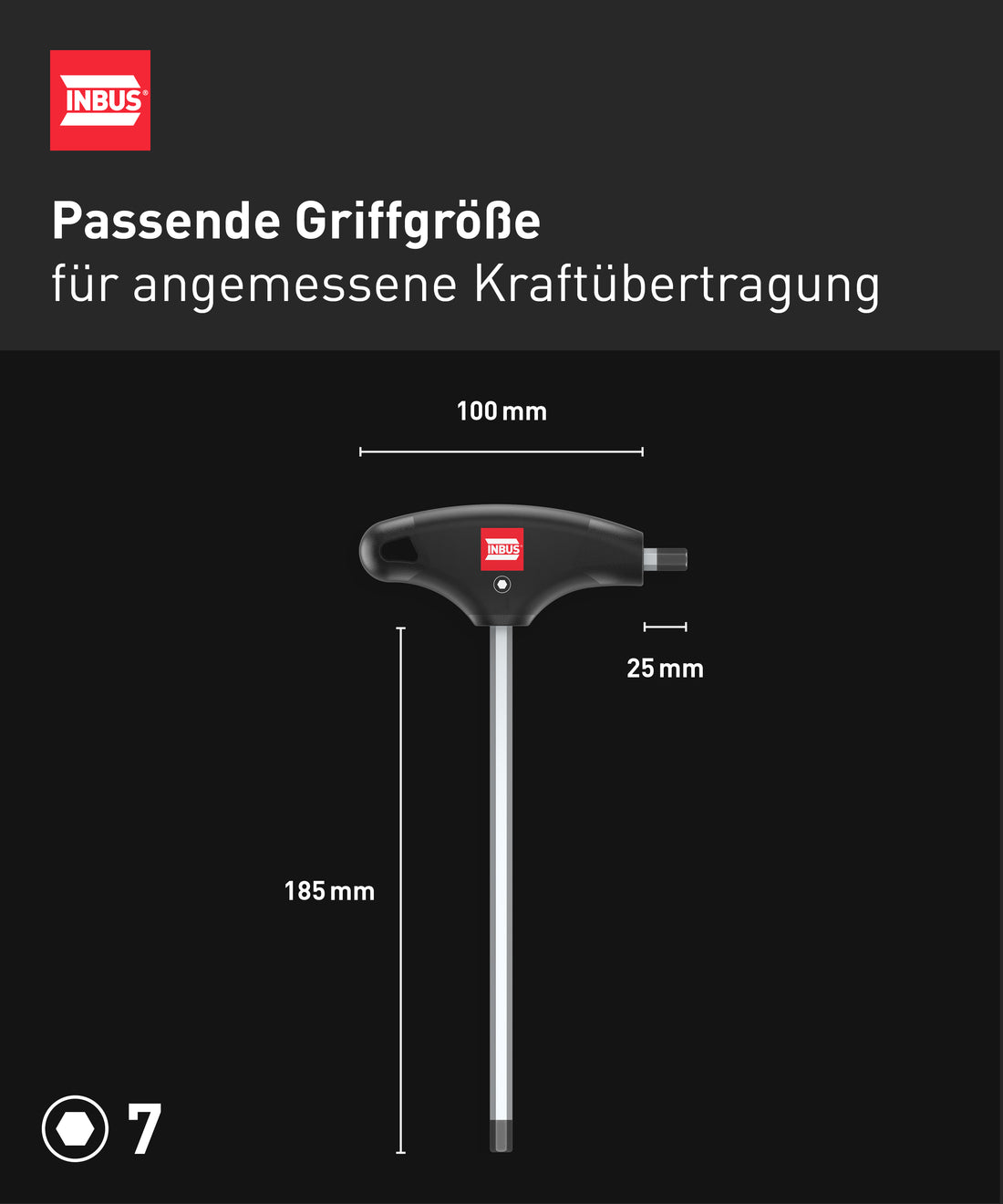 INBUS® 74094 T-Griff Schraubendreher 7mm, mit HybridTouch — Made in Germany