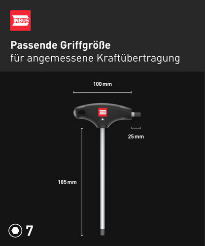 INBUS® 74094 T-Griff Schraubendreher 7mm, mit HybridTouch — Made in Germany