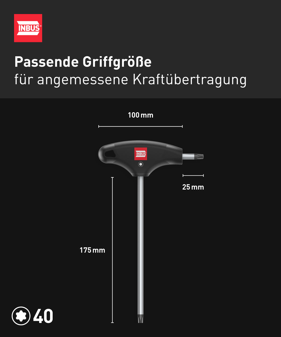 TORX® T-Griff Schraubendreher TX40, mit HybridTouch — Made in Germany (INBUS® 74131)