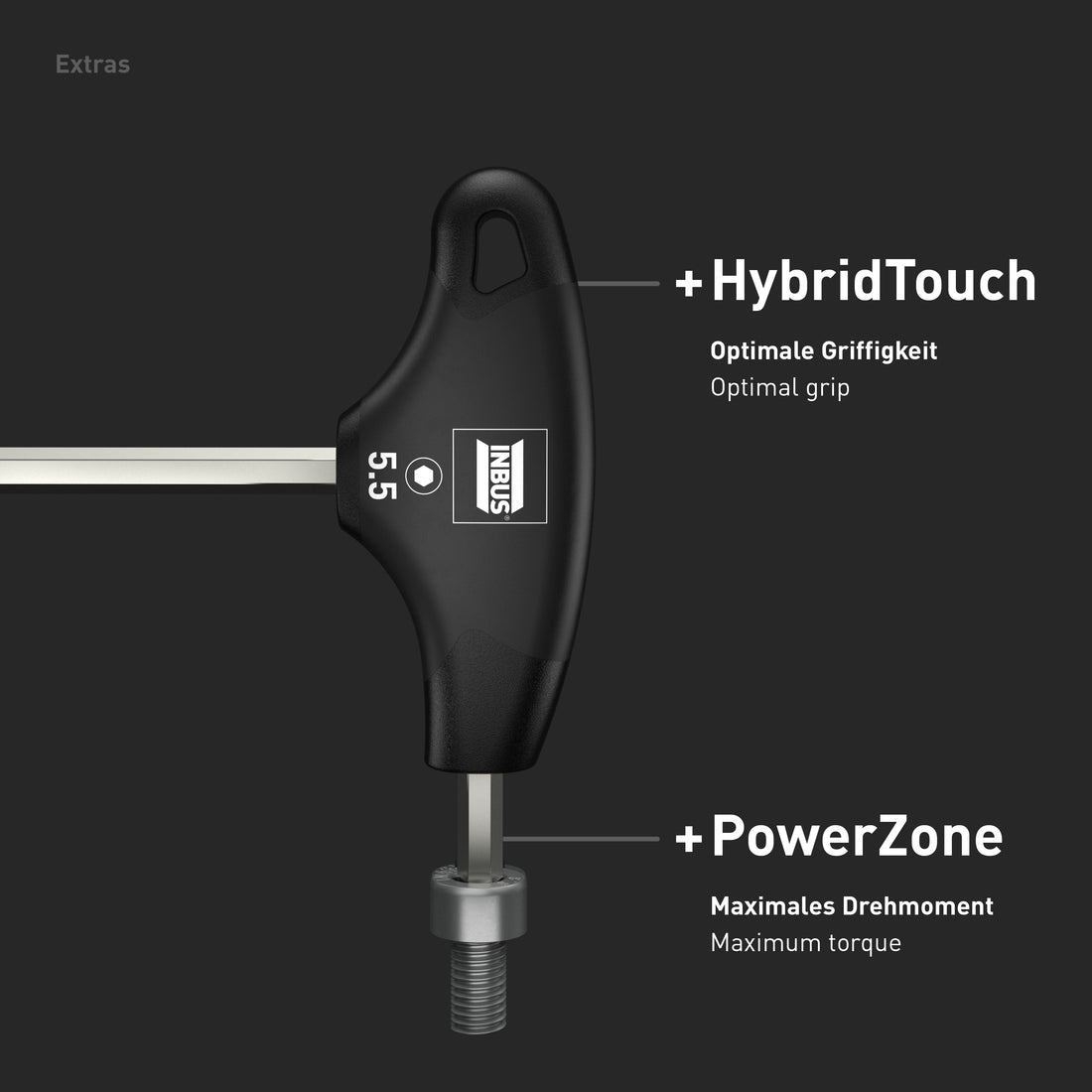INBUS® 74141 T-Griff Schraubendreher 5.5mm, mit HybridTouch — Made in Germany