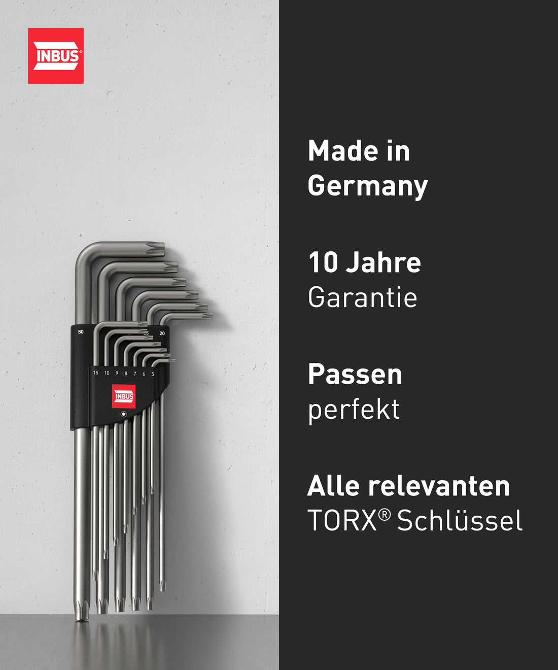 TORX® Winkelschraubendreher Set 13tlg., TX5–50 — Made in Germany (INBUS® 74216)