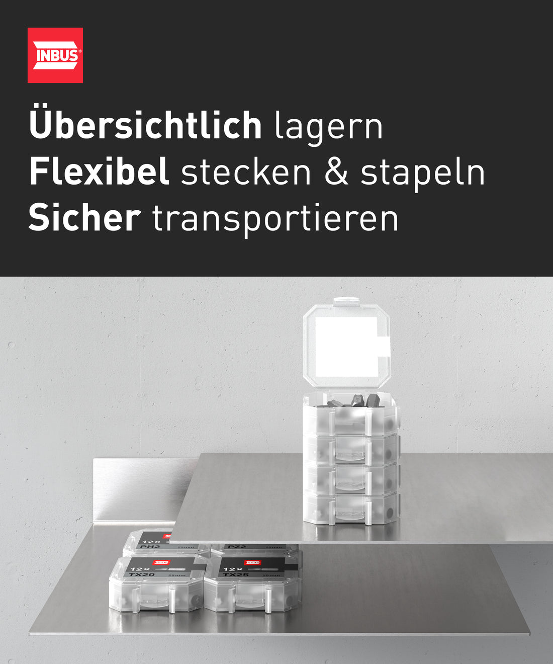 INBUS® 74421 Bit-Box TX20 × 25mm (Zähhart), 12 Stück — Made in Germany