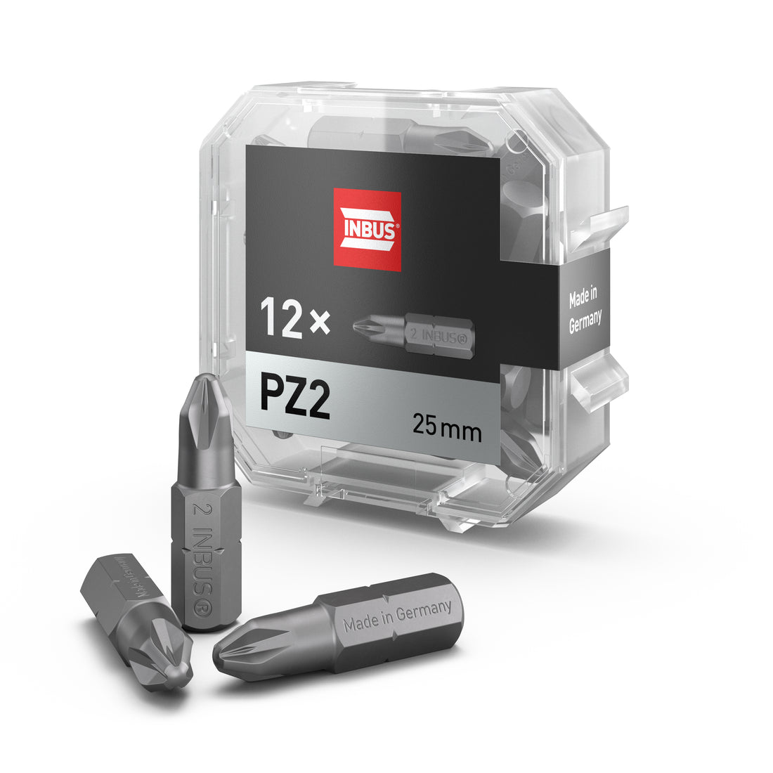 INBUS® 74452 Bit-Box PZ2 × 25mm (Zähhart), 12 Stück — Made in Germany