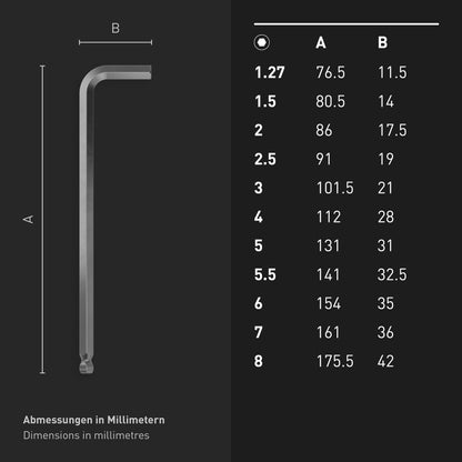 INBUS® 74711 Winkelschraubendreher Set 11tlg, 1.27 – 8mm, mit Kugelkopf — Made in Germany