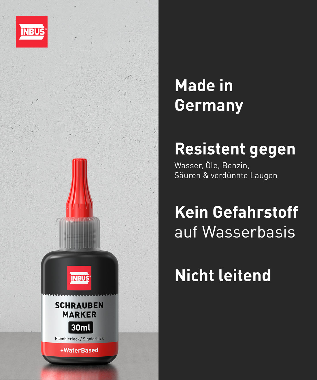 INBUS® 74940 Schraubenmarker rot, 30ml — Made in Germany