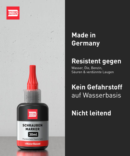 INBUS® 74940 Schraubenmarker rot, 30ml — Made in Germany