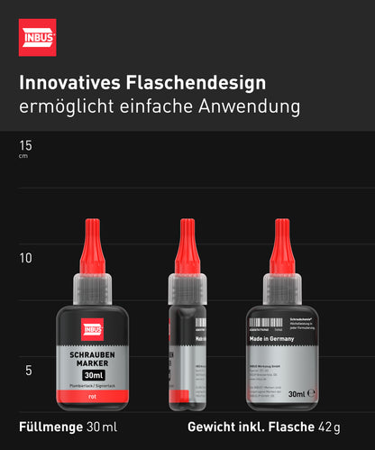 INBUS® 74940 Schraubenmarker rot, 30ml — Made in Germany
