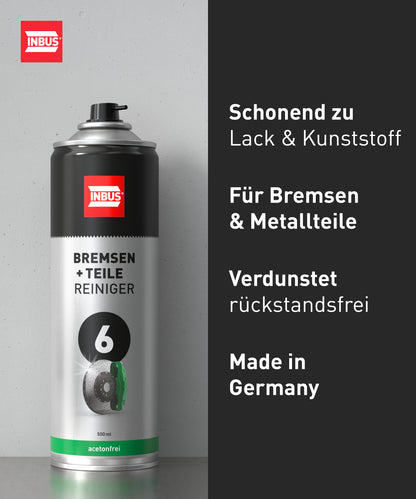 INBUS® Bremsen + Teilereiniger (acetonfrei), 500ml — Nr. 6 der Schraubchemie® — Made in Germany (75039)