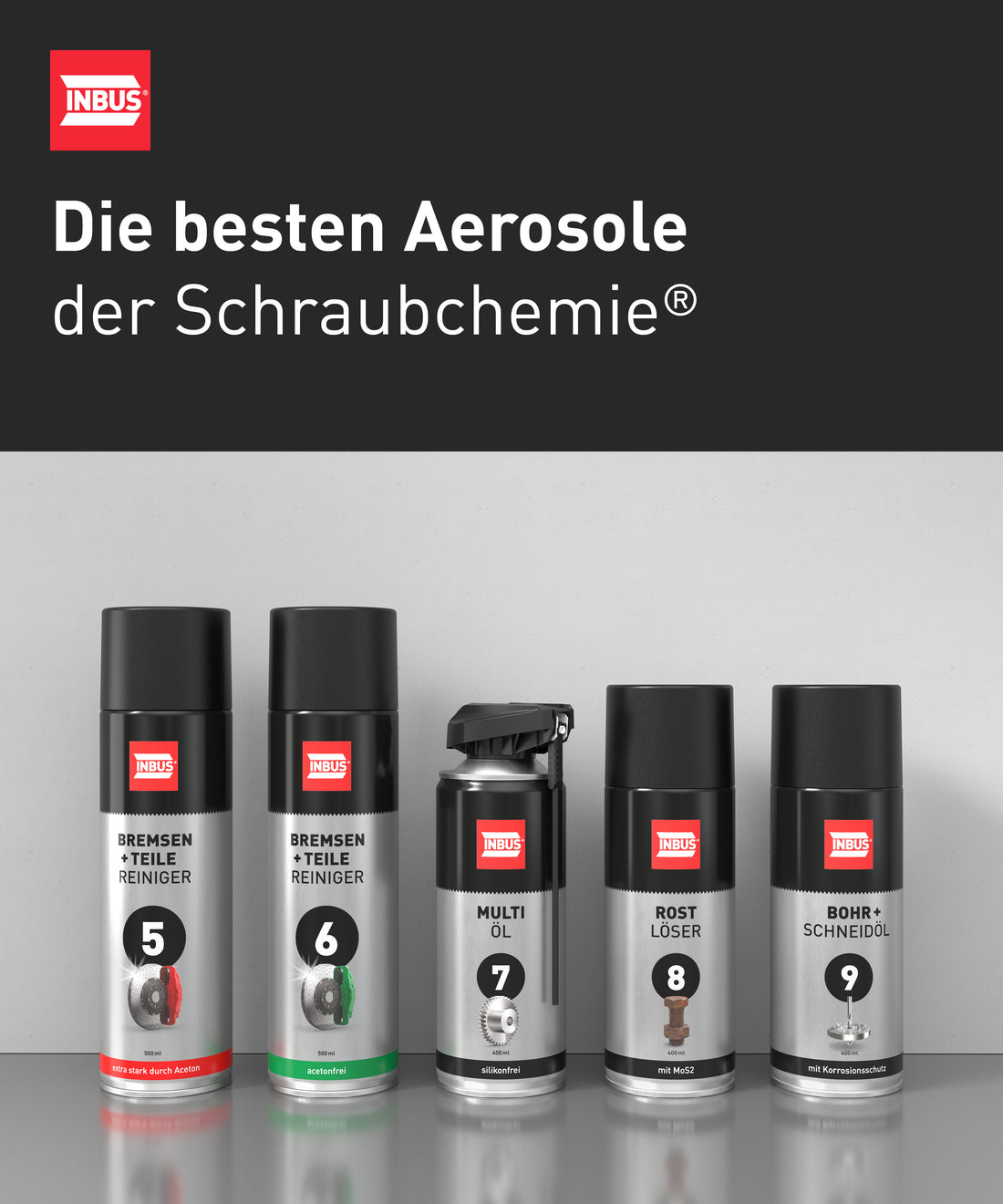 INBUS® Bremsen + Teilereiniger (acetonfrei), 500ml — Nr. 6 der Schraubchemie® — Made in Germany (75039)
