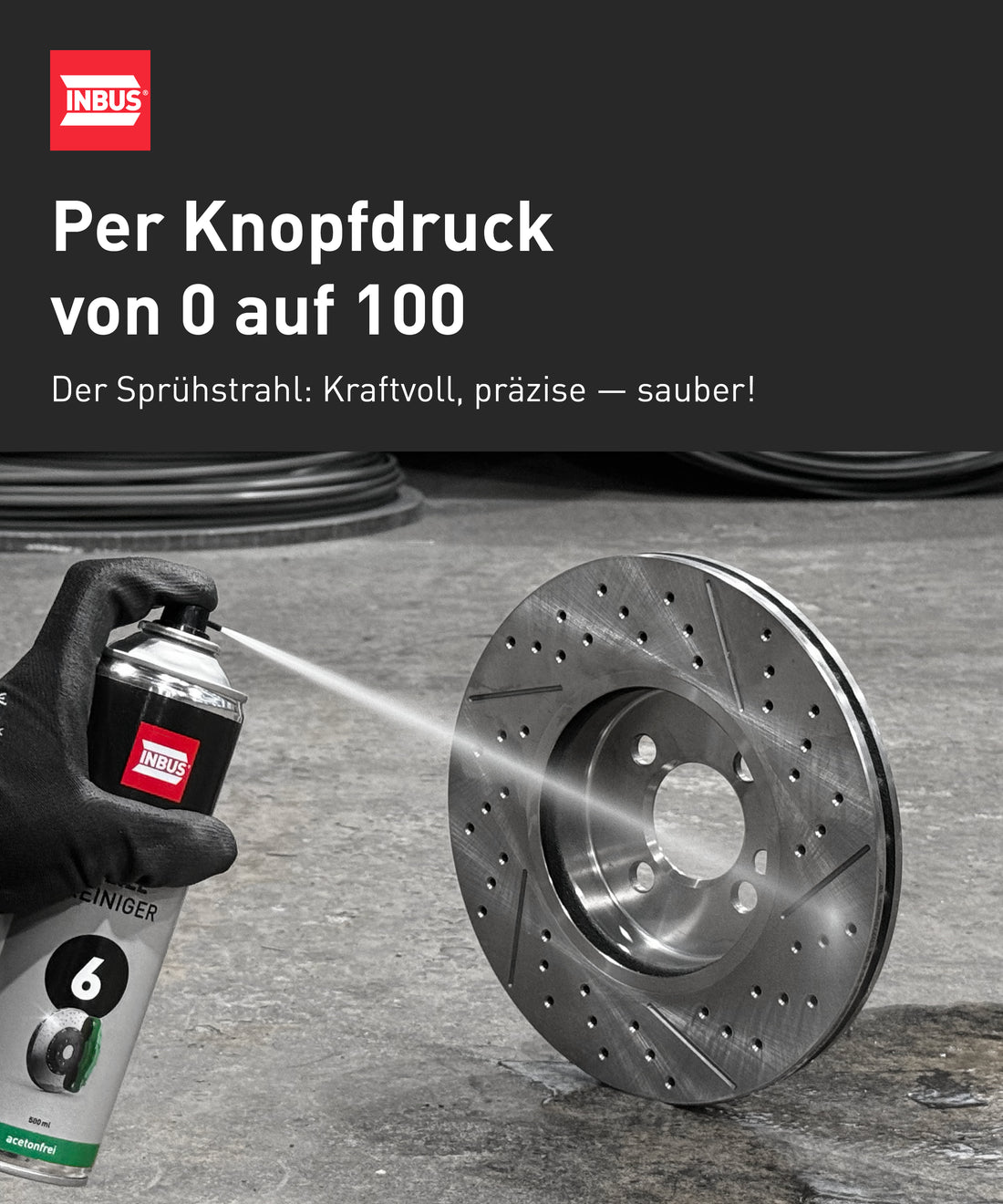 INBUS® Bremsen + Teilereiniger (acetonfrei), 500ml — Nr. 6 der Schraubchemie® — Made in Germany (75039)