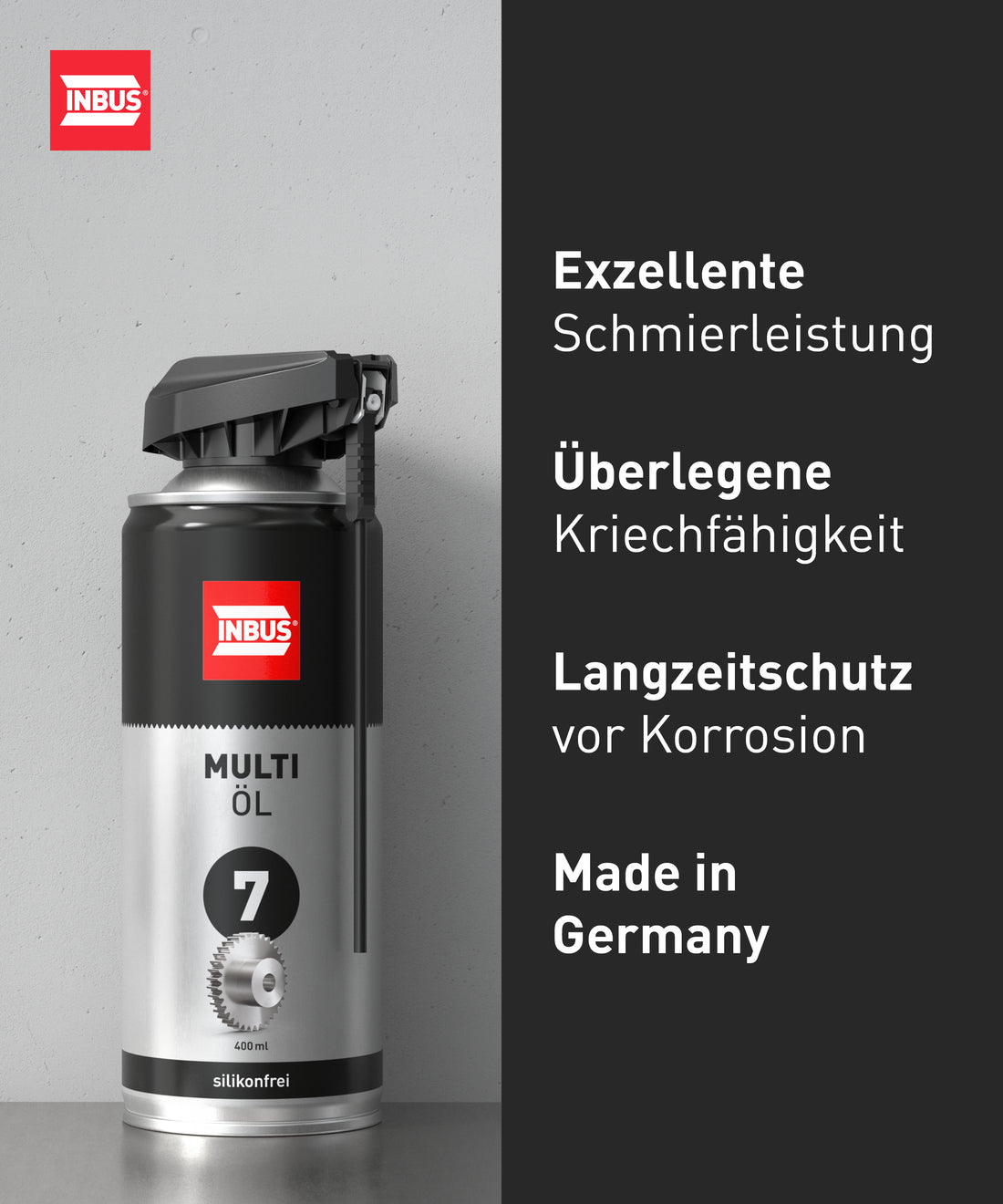 INBUS® Multiöl (silikonfrei), 400ml — Nr. 7 der Schraubchemie® — Made in Germany (75046)