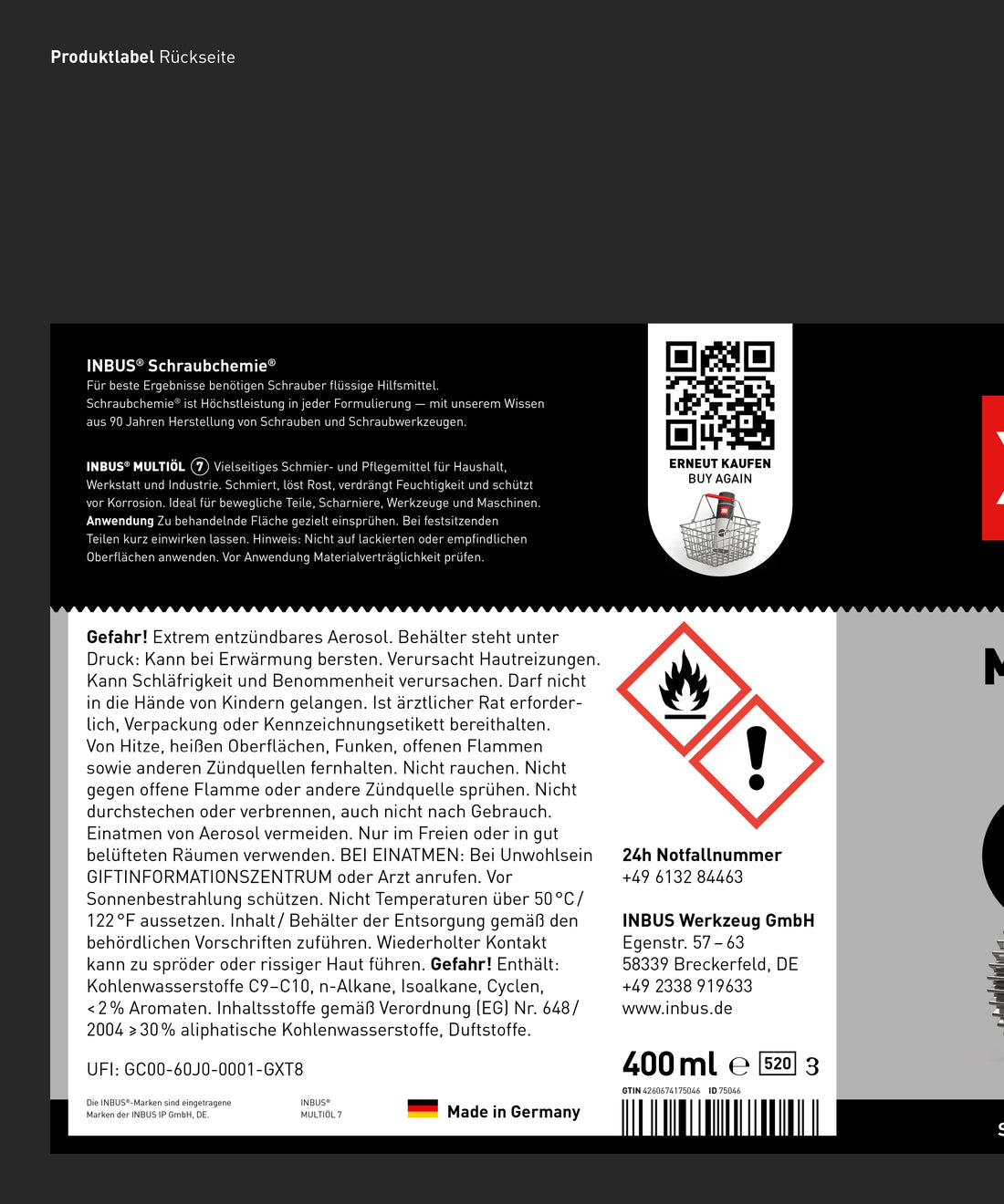 INBUS® Multiöl (silikonfrei), 400ml — Nr. 7 der Schraubchemie® — Made in Germany (75046)