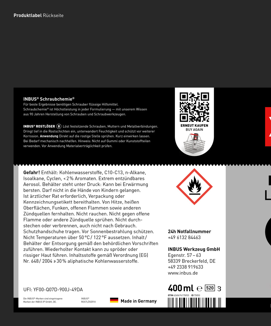INBUS® Rostlöser (mit MoS2), 400ml — Nr. 8 der Schraubchemie® — Made in Germany (75053)
