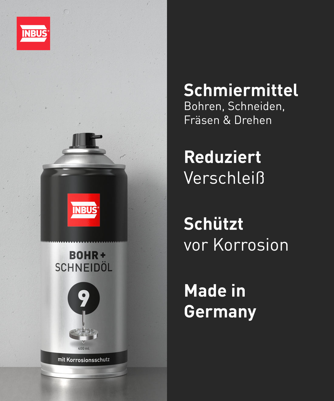 INBUS® Bohr + Schneidöl (mit Korrosionsschutz), 400ml — Nr. 9 der Schraubchemie® — Made in Germany (75060)