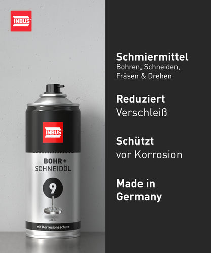 INBUS® Bohr + Schneidöl (mit Korrosionsschutz), 400ml — Nr. 9 der Schraubchemie® — Made in Germany (75060)
