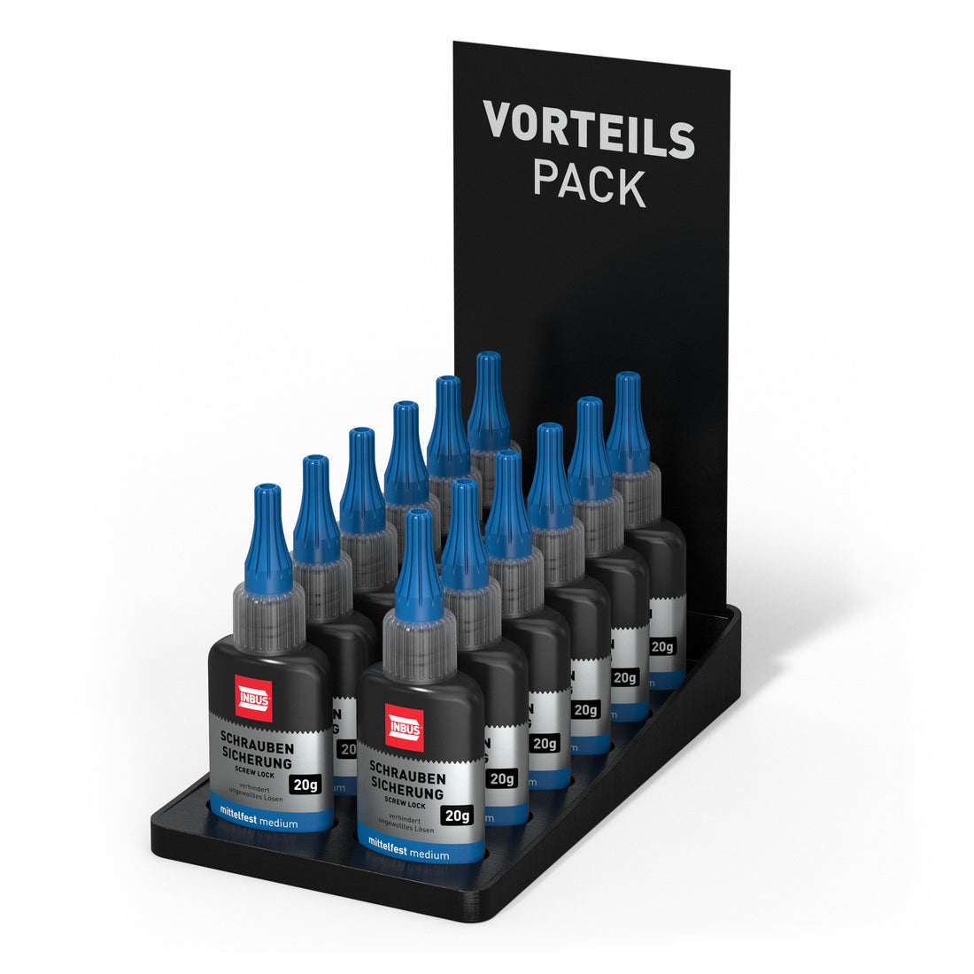 INBUS® Schraubensicherung mittelfest, 20g, 12 Stück inkl. Display (F-79560)