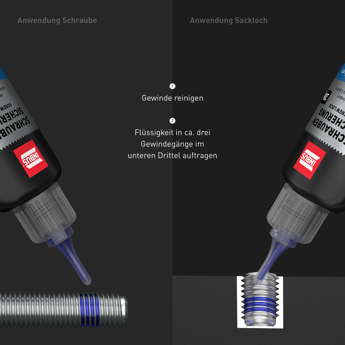 INBUS® Schraubensicherung mittelfest, 20g, 12 Stück inkl. Display (F-79560)