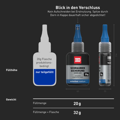 INBUS® Schraubensicherung mittelfest, 20g, 12 Stück inkl. Display (F-79560)