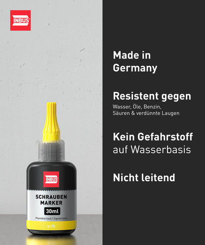 INBUS® 75534 Schraubenmarker gelb, 30ml — Made in Germany