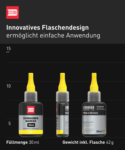 INBUS® 75534 Schraubenmarker gelb, 30ml — Made in Germany