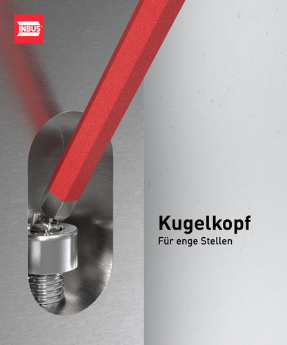 INBUS® 75558 Winkelschraubendreher Set 9tlg, 1.5–10mm, mit ColorGrip Deutschland & Kugelkopf — Made in Germany