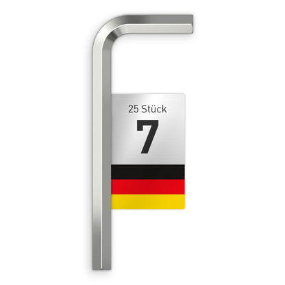 INBUS® 75596 Winkelschraubendreher (ISO 2936) 7mm, 25 Stück — Made in Germany