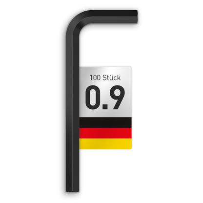 INBUS® 75855 Winkelschraubendreher (ISO 2936) 0.9mm, 100 Stück — Made in Germany
