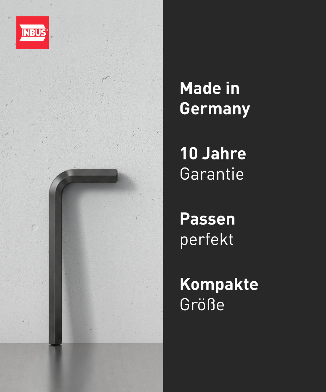 INBUS® 75855 Winkelschraubendreher (ISO 2936) 0.9mm, 100 Stück — Made in Germany