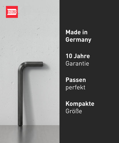 INBUS® 75855 Winkelschraubendreher (ISO 2936) 0.9mm, 100 Stück — Made in Germany