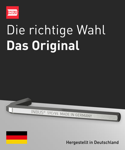 INBUS® 75855 Winkelschraubendreher (ISO 2936) 0.9mm, 100 Stück — Made in Germany