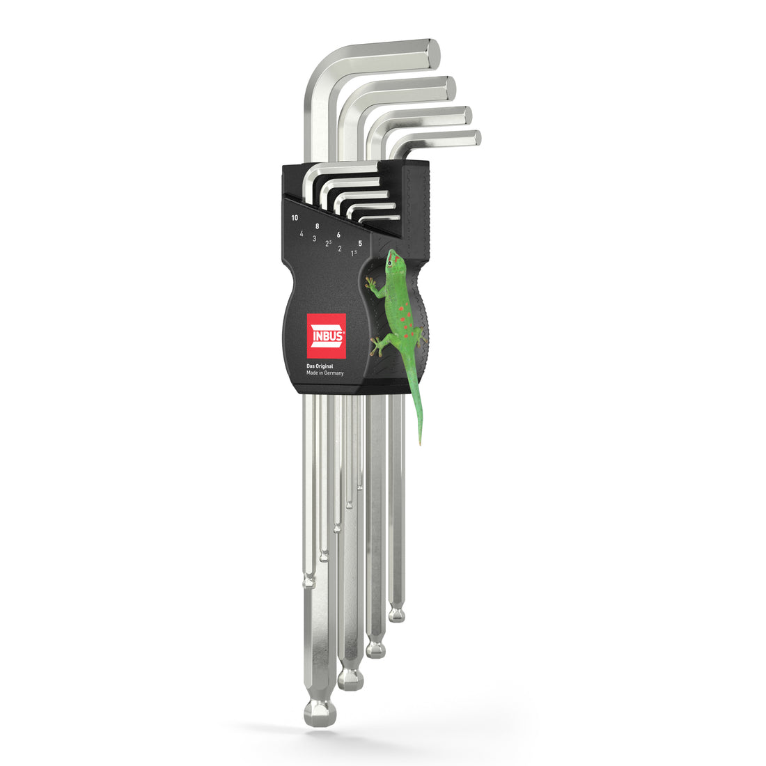 INBUS® 76893 Winkelschraubendreher Set 9tlg, 1.5–10mm, mit GeckoTip® & Kugelkopf — Made in Germany